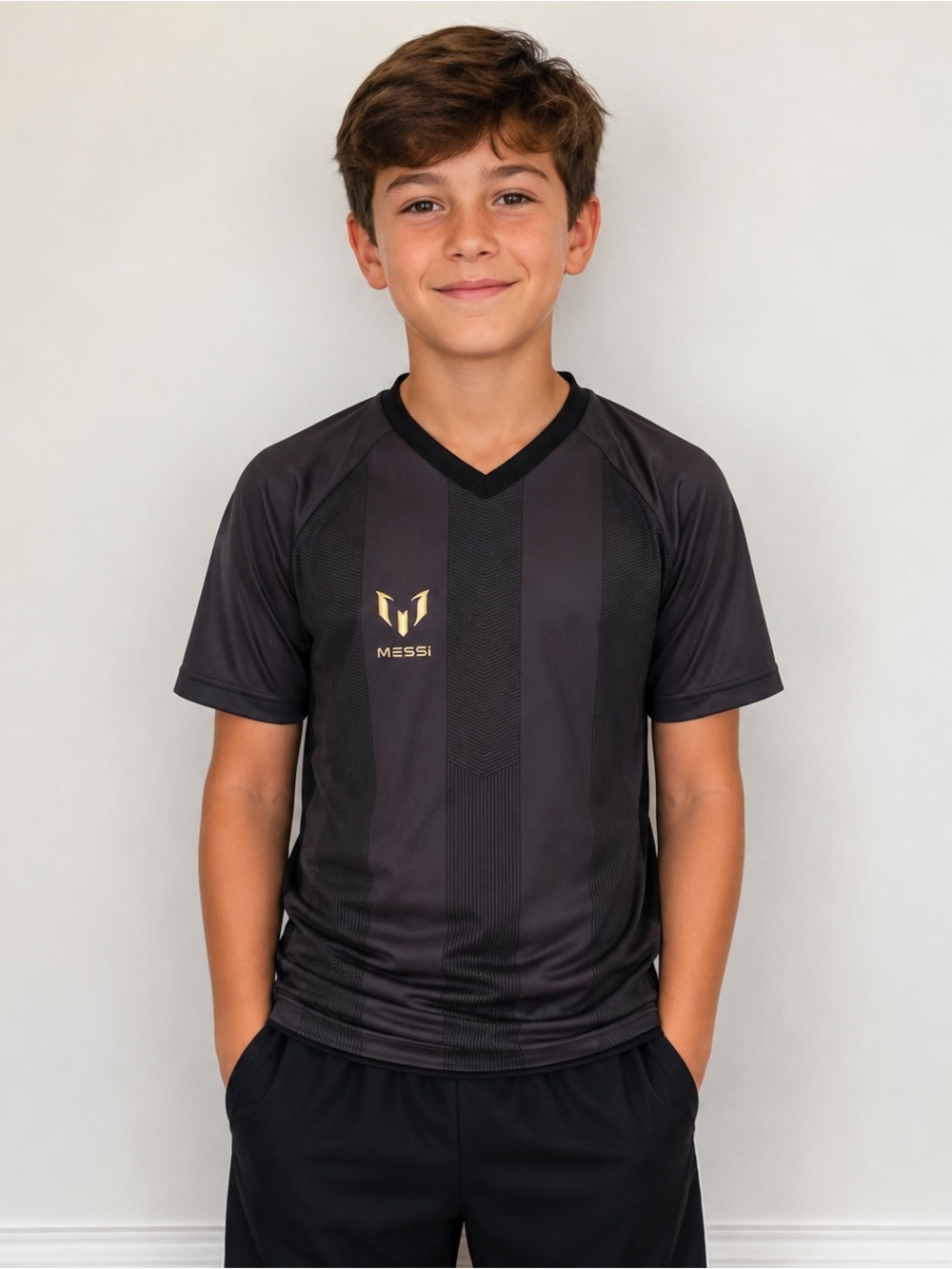 World Cup Argentina Messi Icon Black shirt boys size L  (13-14) soccer Futbol